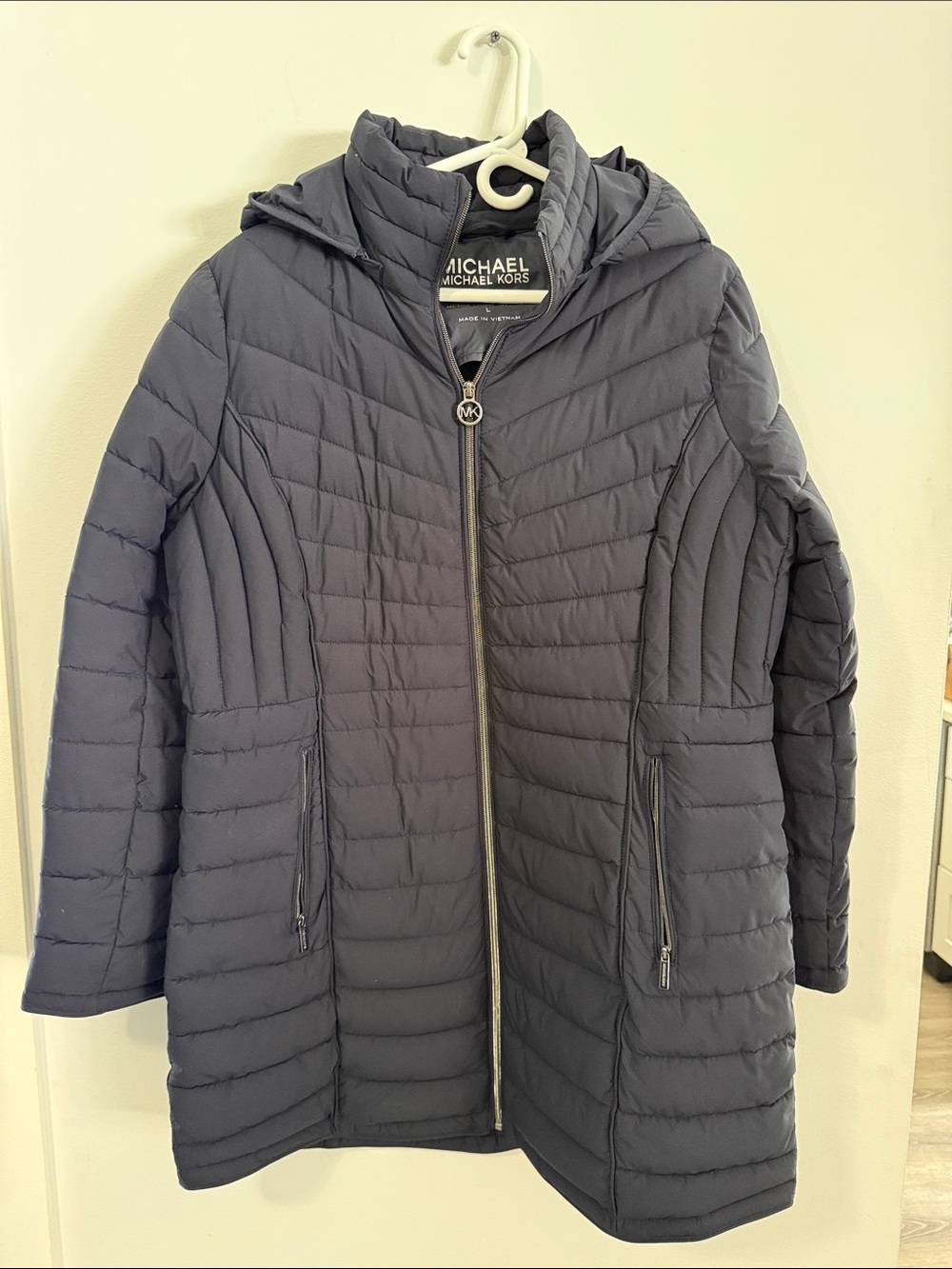 Michael Kors Women's Hooded Quilted Puffer Coat - Navy Blue
